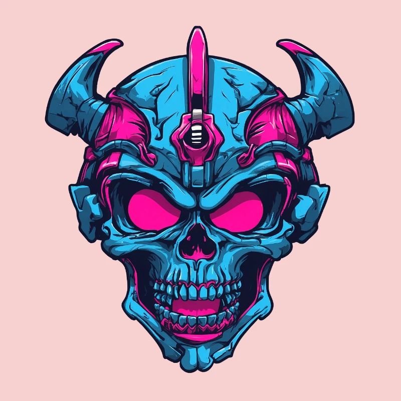 Neon Dämonenschädel