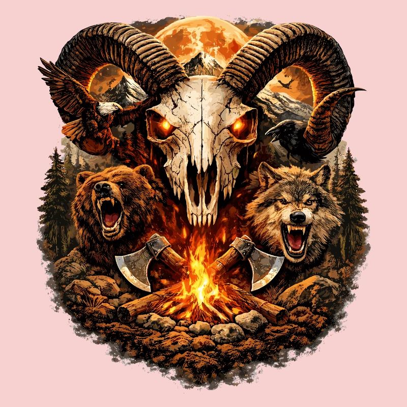 Crâne de Corne de Feu dans la meute de loups