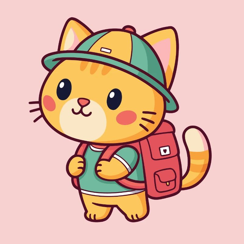 Explorer cat with backpack