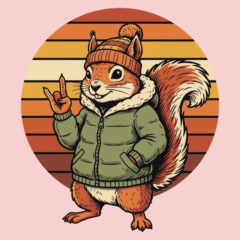 Cooles Eichhörnchen - Winter Retro Design