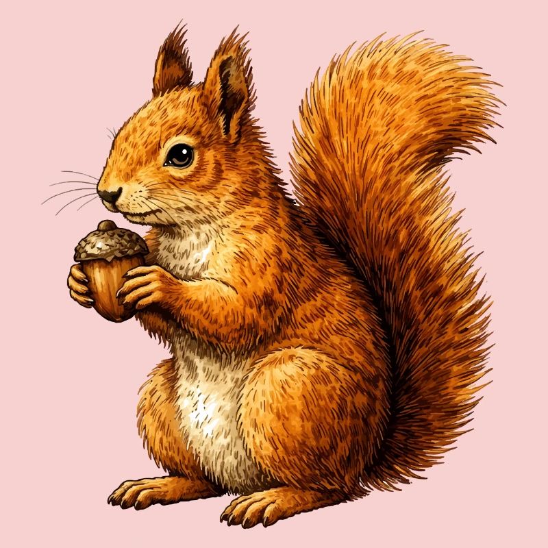 Écureuil mignon avec noix – illustration d’animaux