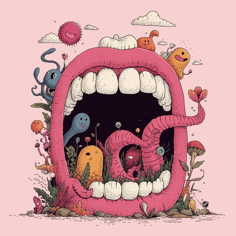 Pink Mouth World with Creatures