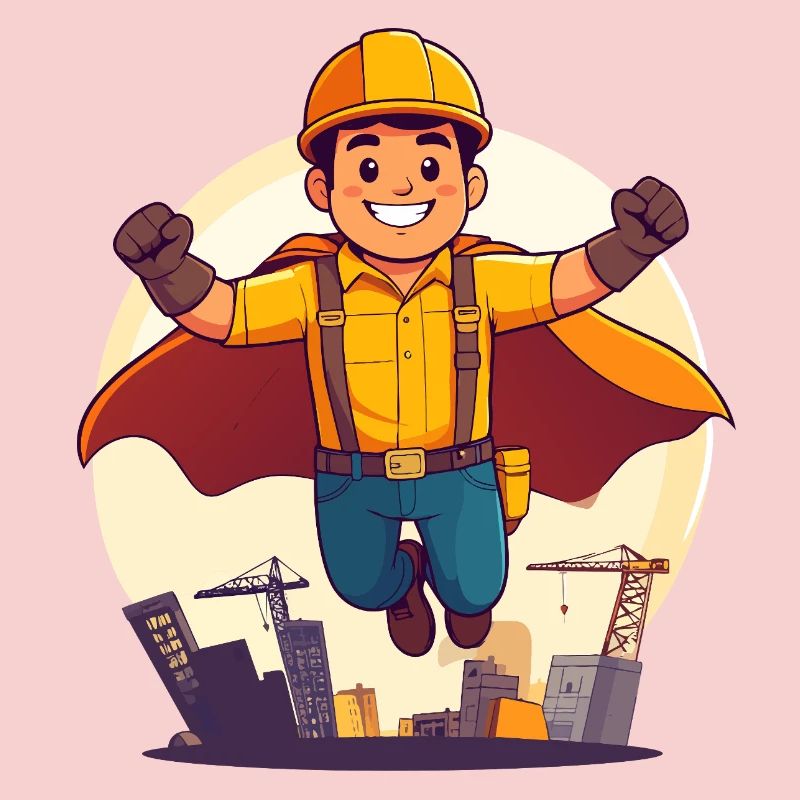 Bauhelden Superheld Bauarbeiter Held der Baustelle