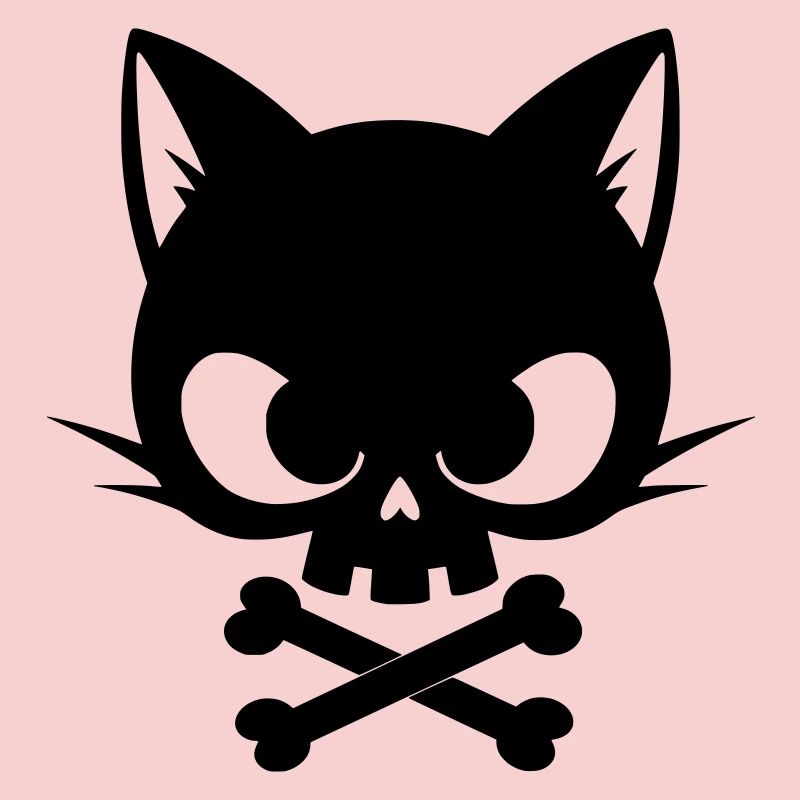 Cat Skull with Bones | Gothic Cute Icon