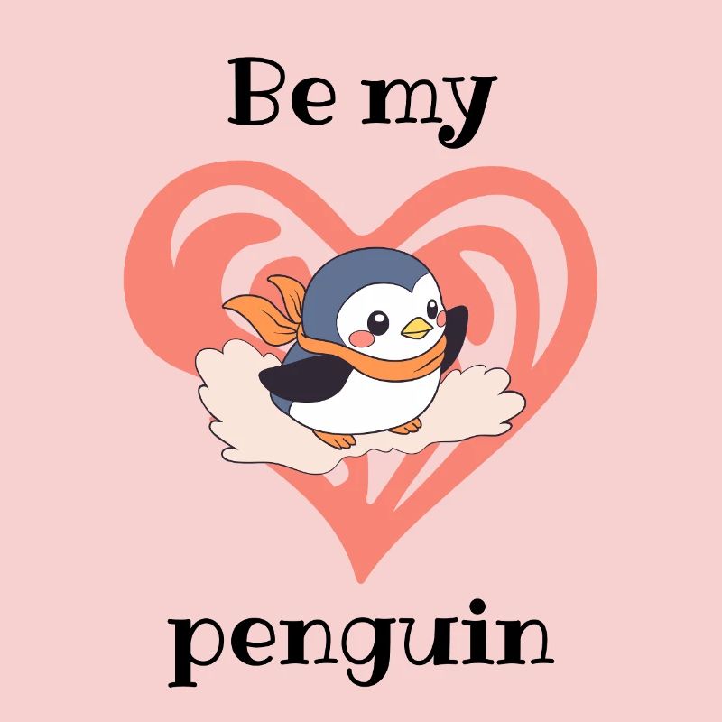 Pingouin Cœur avec Écharpe