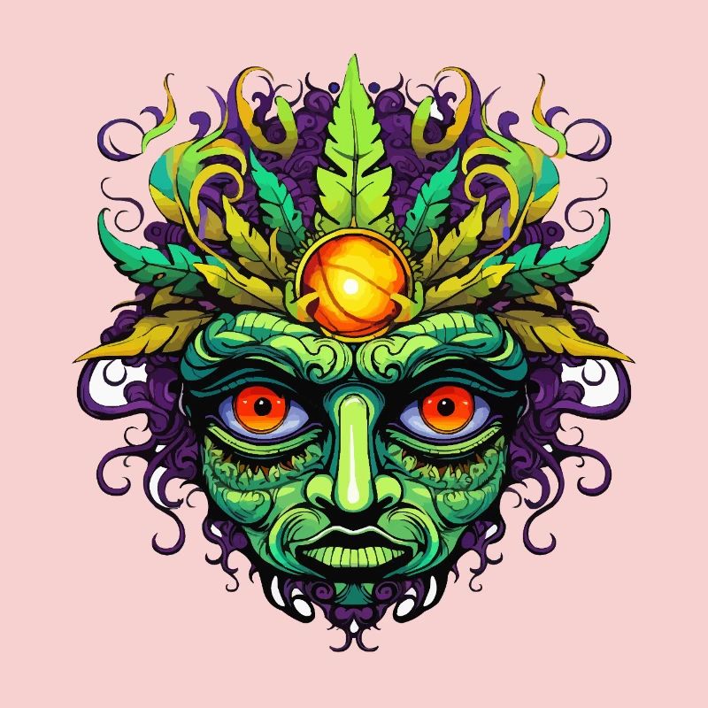 Masque psychédélique visage avec couronne de soleil