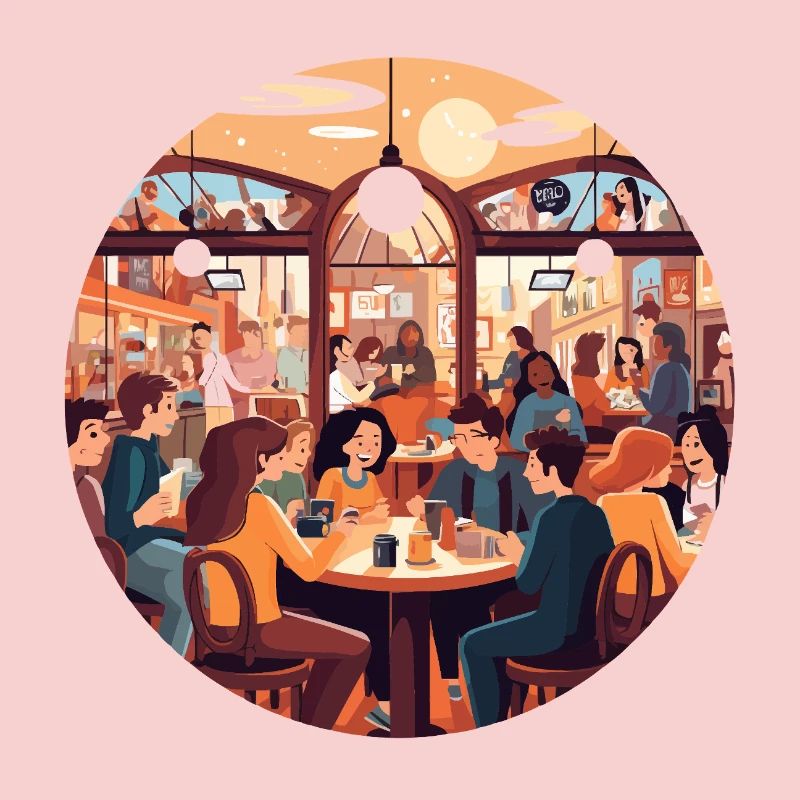 Cafe conversations in the evening light