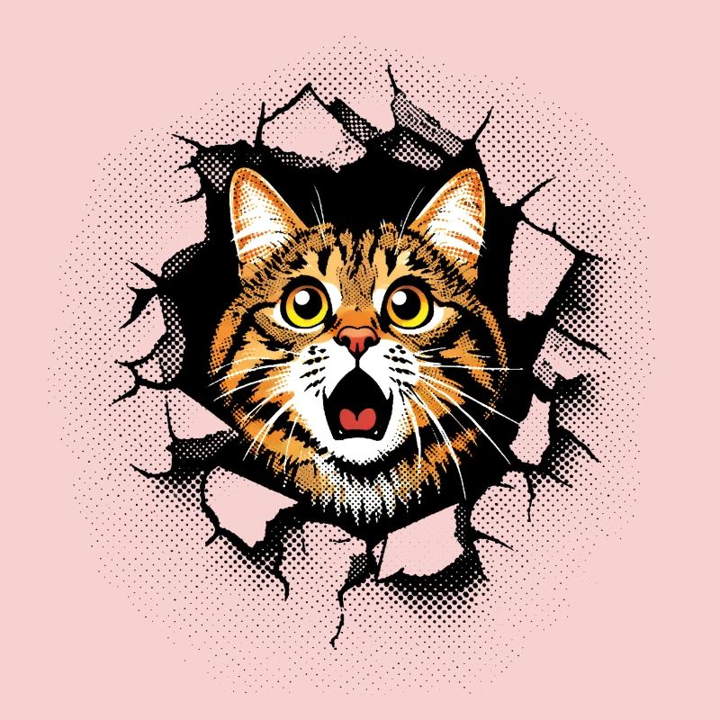 Cat Head Wall Hole Cracks Breakthrough