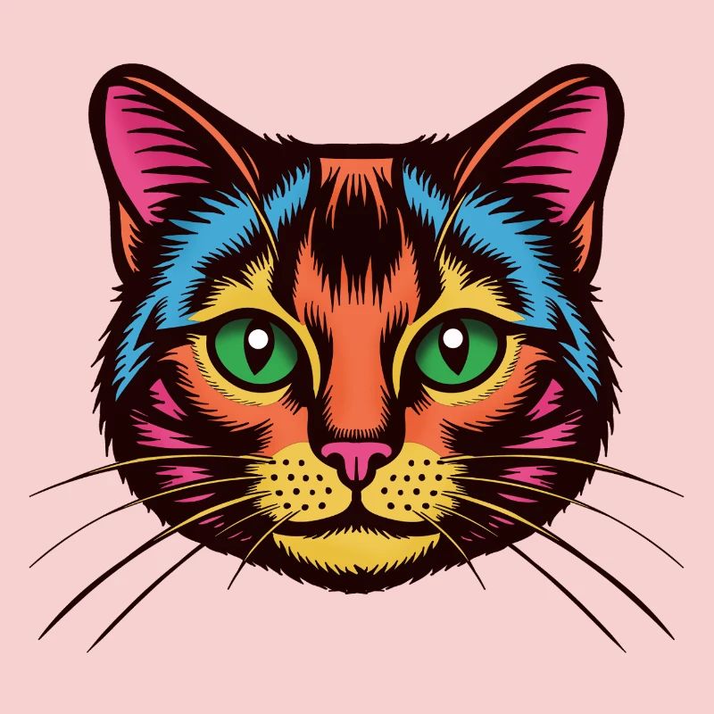 Chat coloré Pop Art Visage