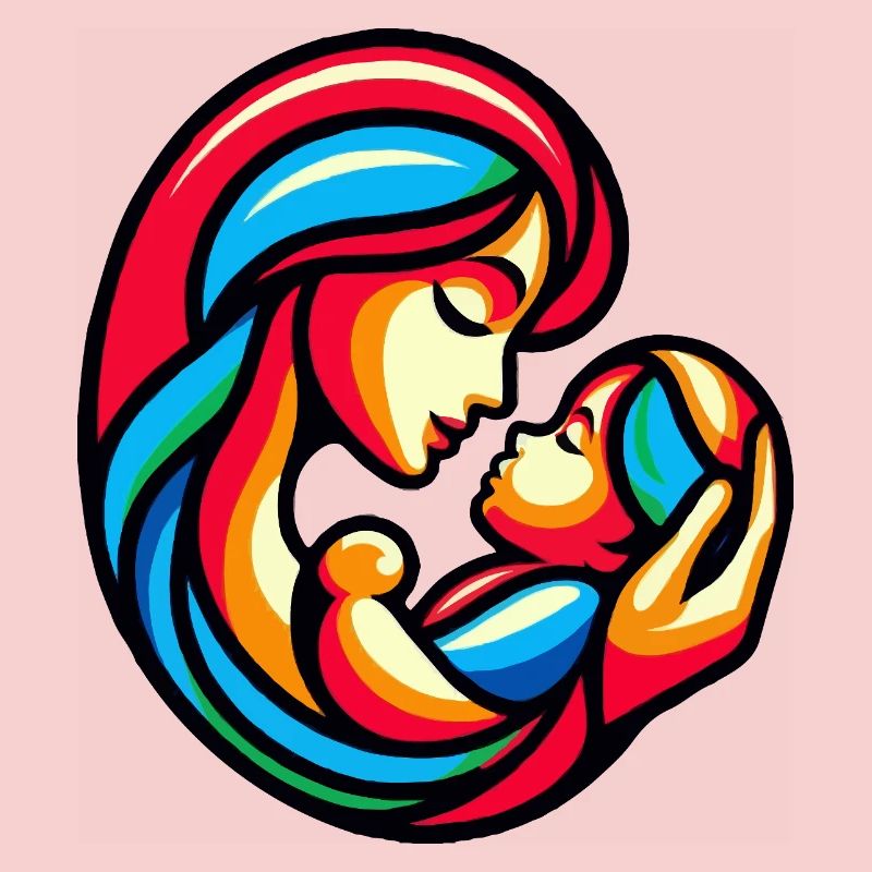 Bunte Mutter-Kind-Harmonie