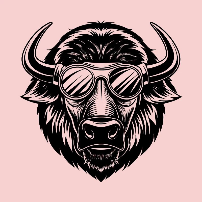 Bisonkopf mit Sonnenbrille