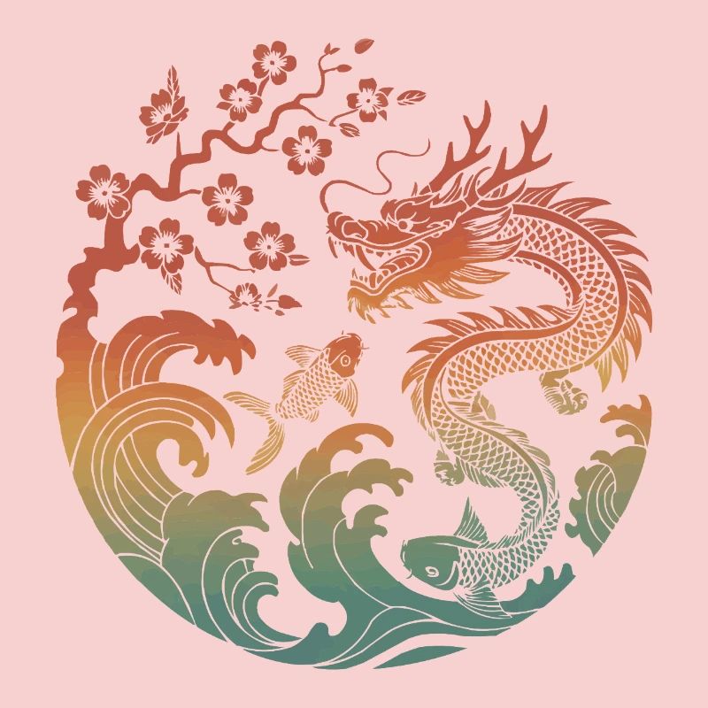 Conception du cercle Dragon & Koi