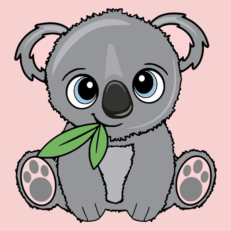 Small koala with leaf