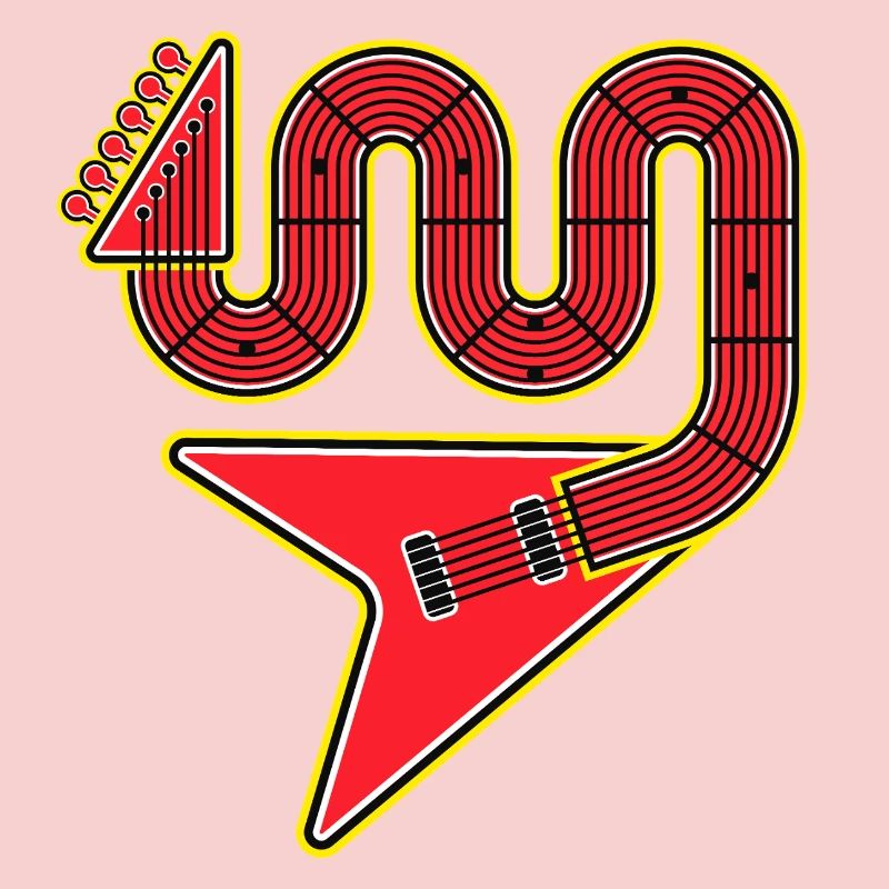 Red Abstract Shape Electric Guitar