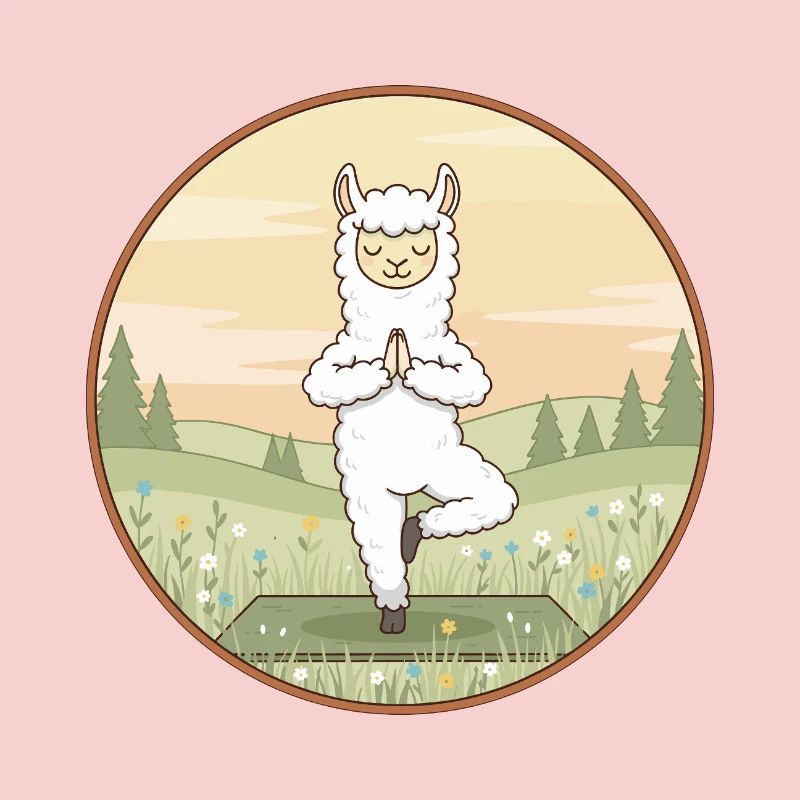 Yoga Llama Alpaca Doing Tree Pose