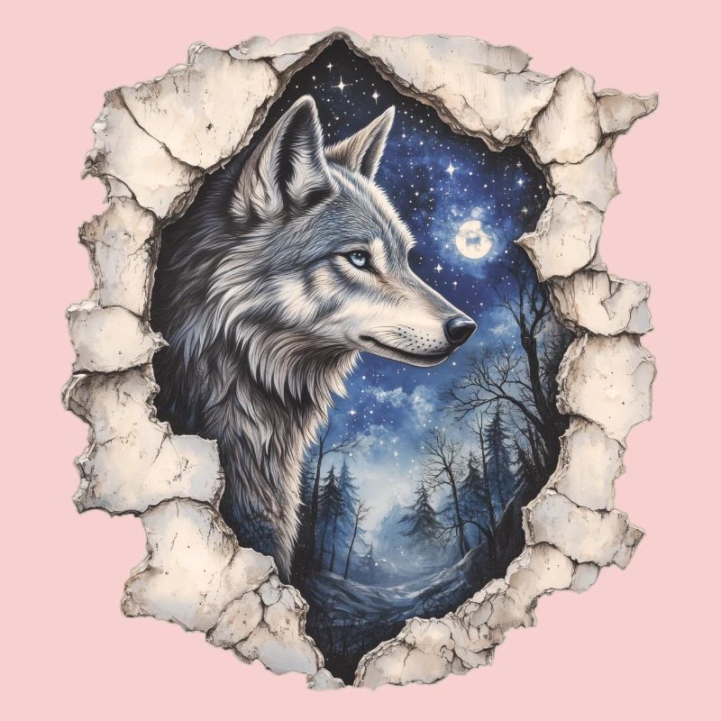 Wolf mit Sternenhimmel