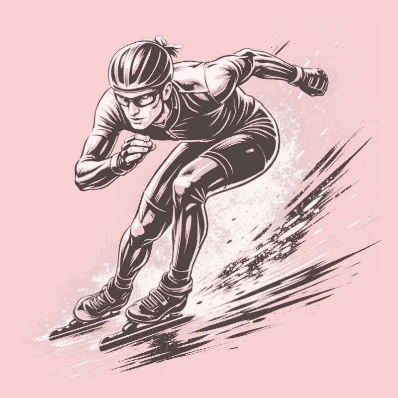 Speed skaters in full dynamics