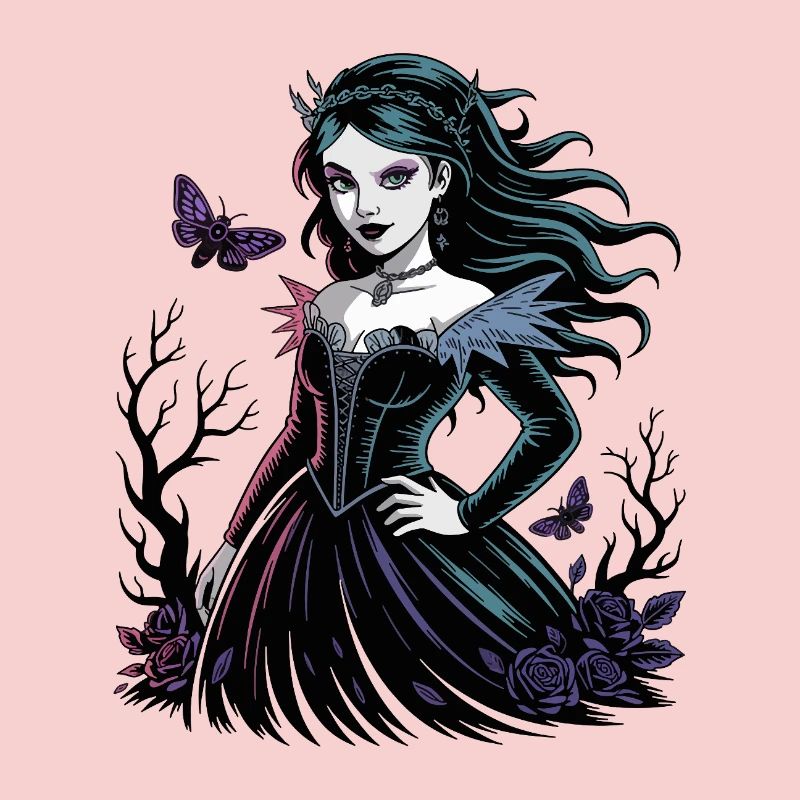 Dark Blossoms Gothic Lady
