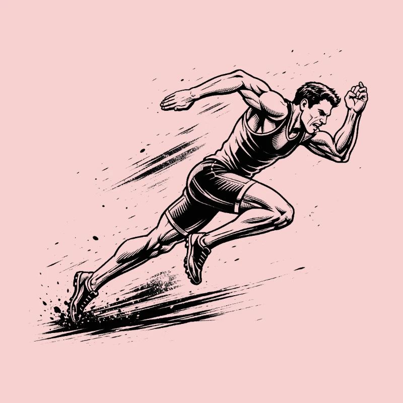 100m Sprinter im Comic-Ink Stil