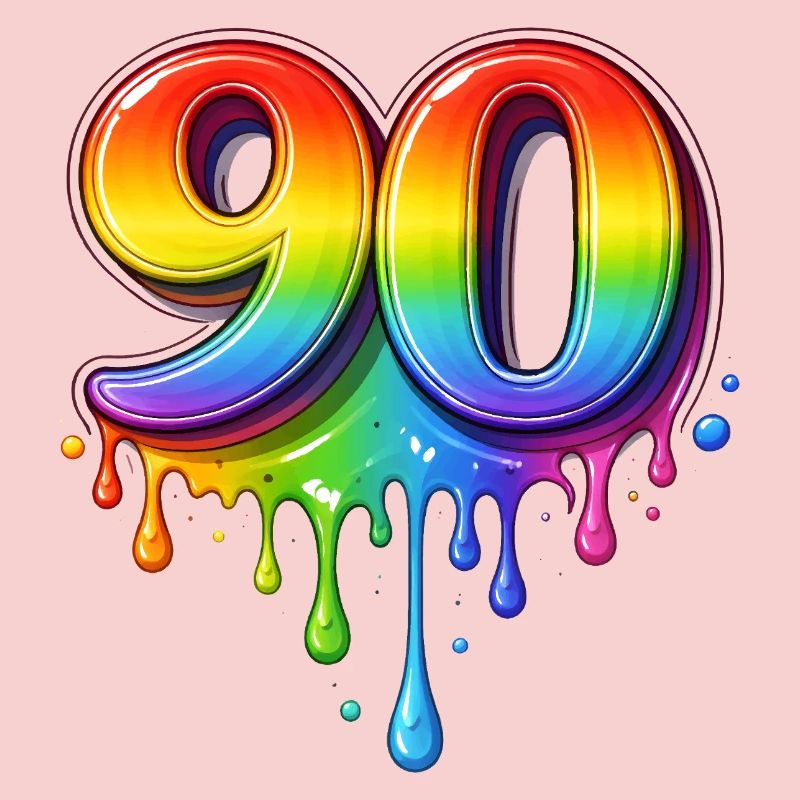 90 Rainbow Retro Number