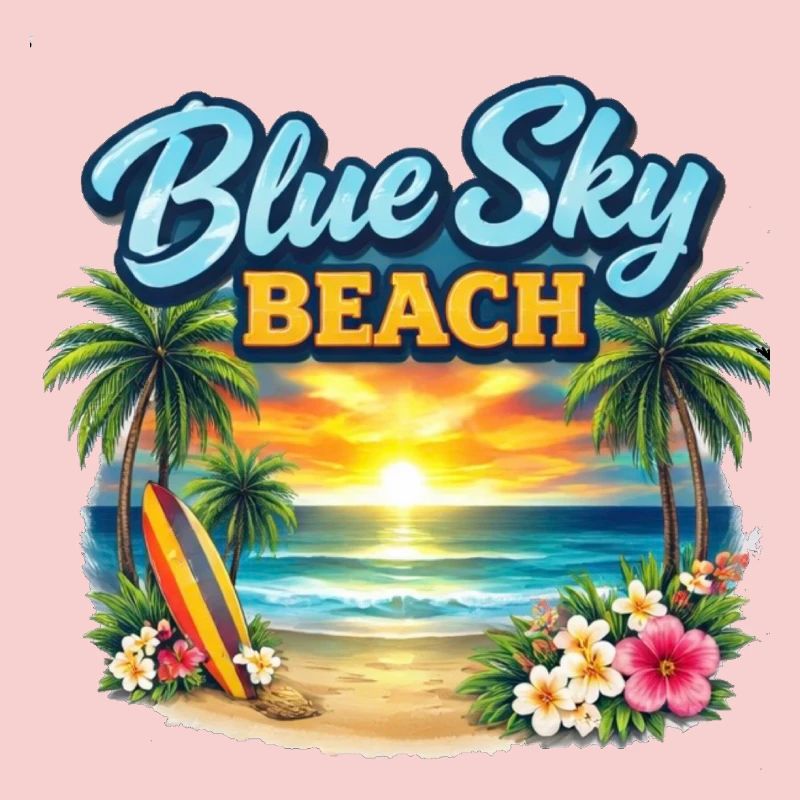 Coucher de soleil sur la plage du ciel bleu