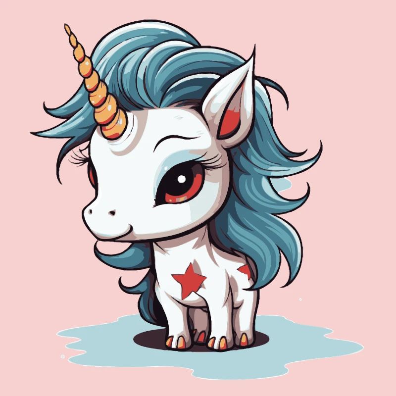 Blauer Mähne Unicorn mit Stern