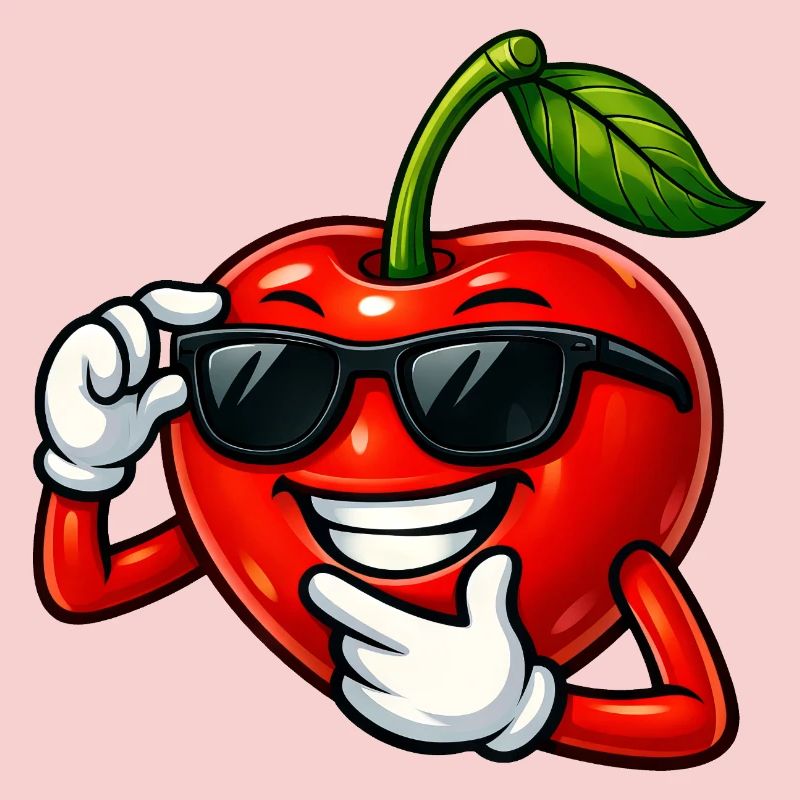 Cool Cherry Cartoon Comic Fruit Design