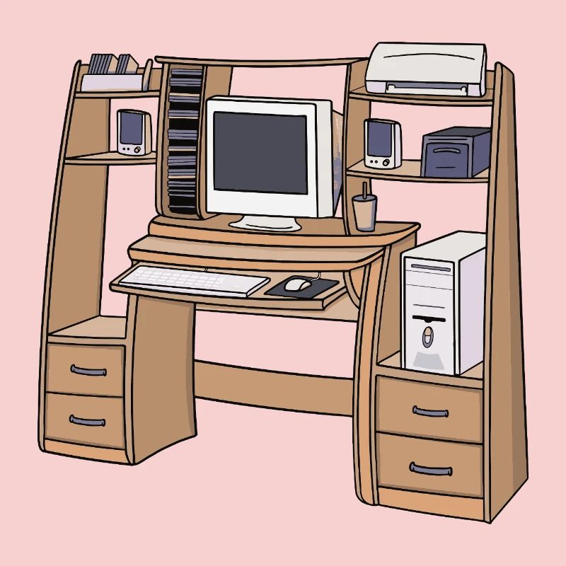 Installation rétro de bureau d’ordinateur dans les années 90 et 2000 Nostalgique
