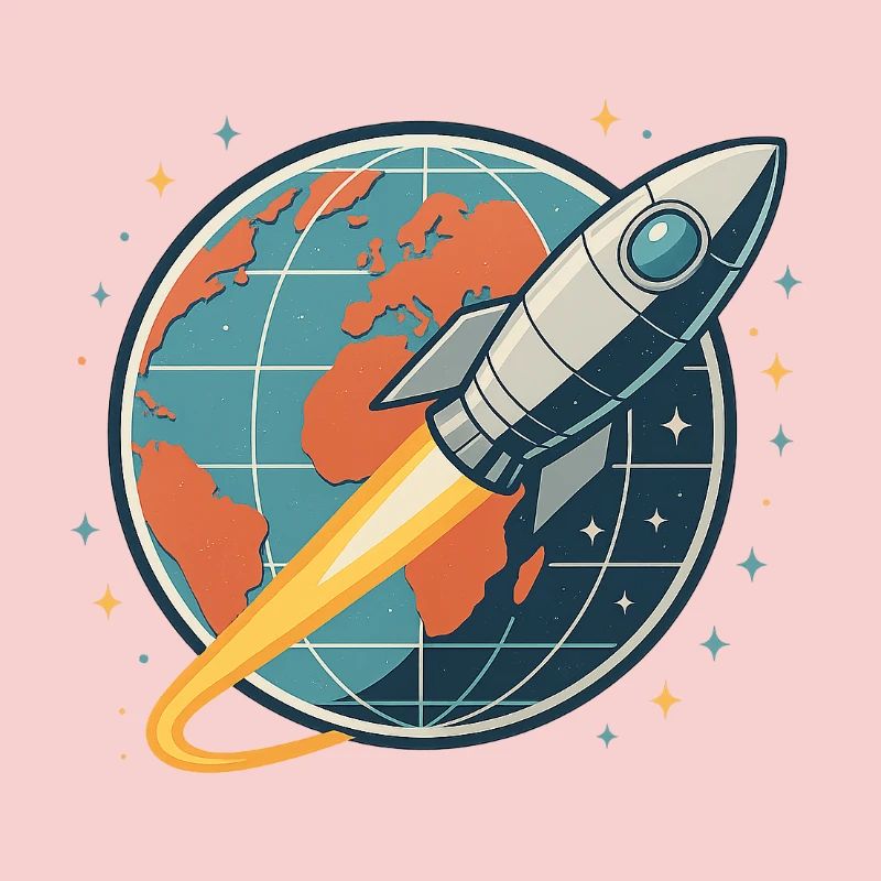 Rocket launch over globe