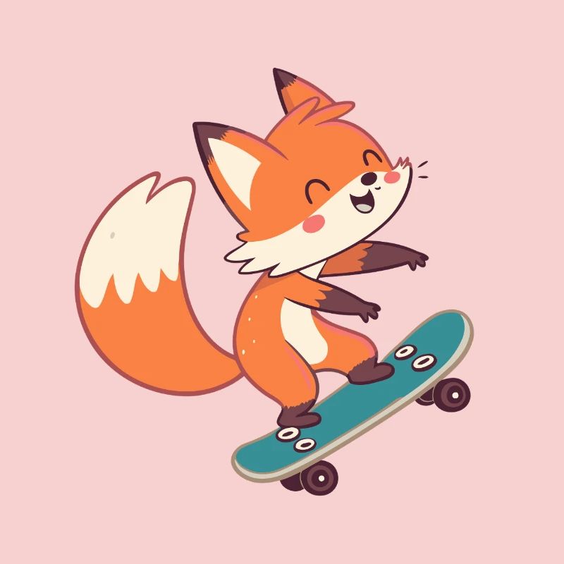 Fox skateboarder on skateboard