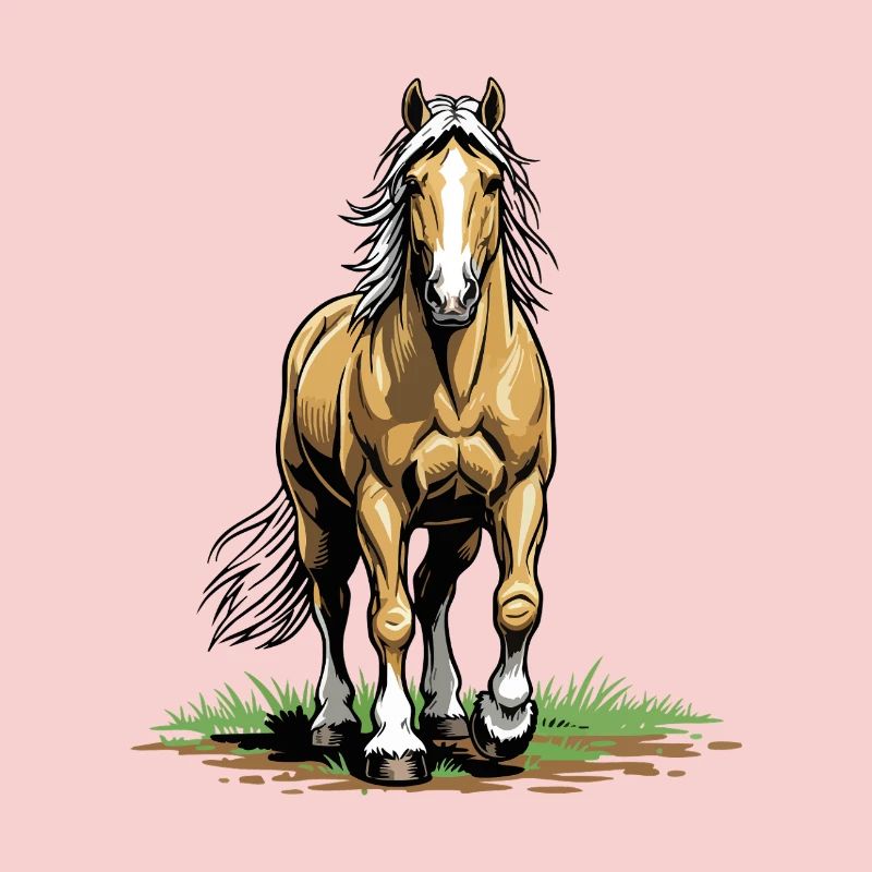 Cheval Palomino de Face Élégance Équestre Chic