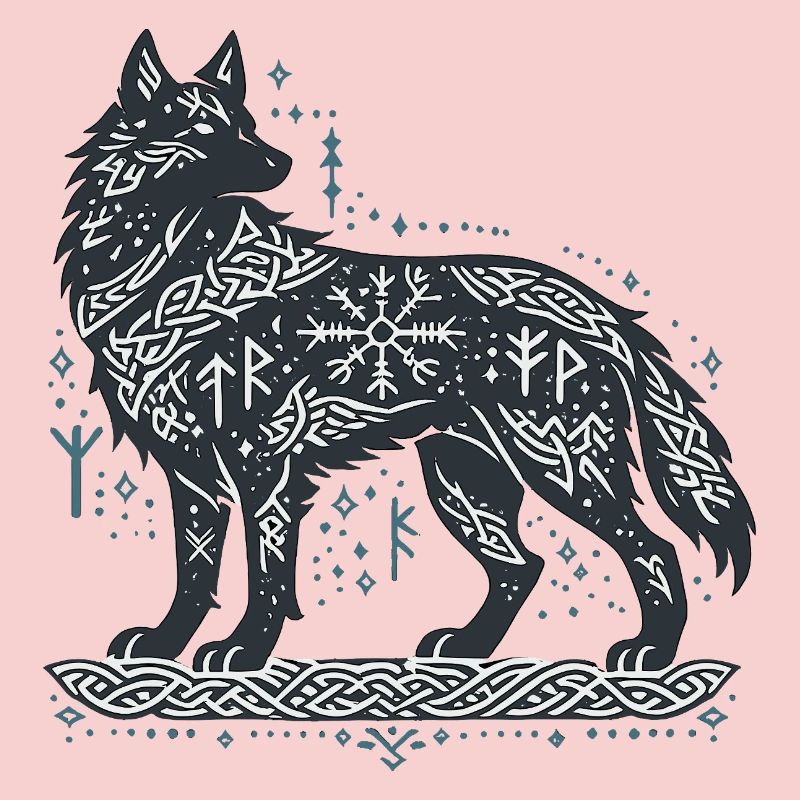 Nordic wolf with knot pattern