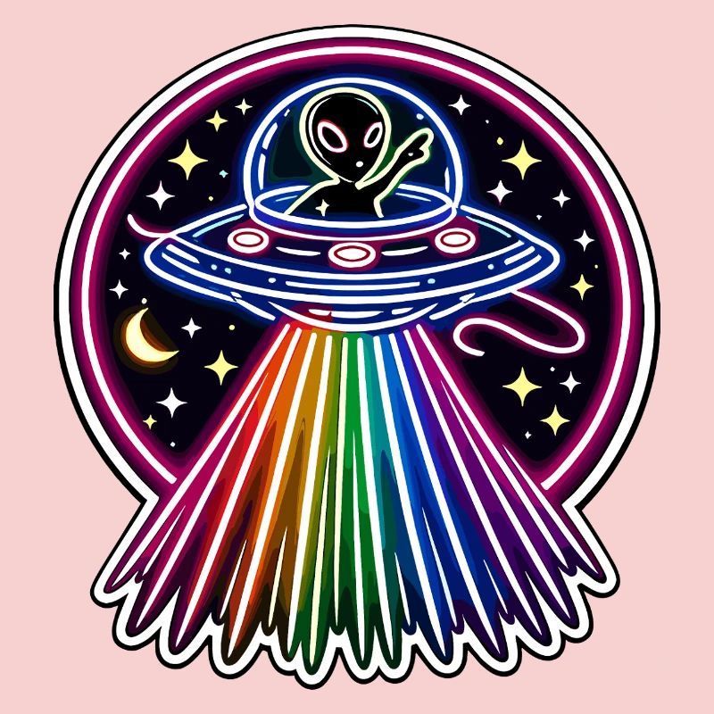 UFO Néon Alien Arc-en-ciel Alien Space