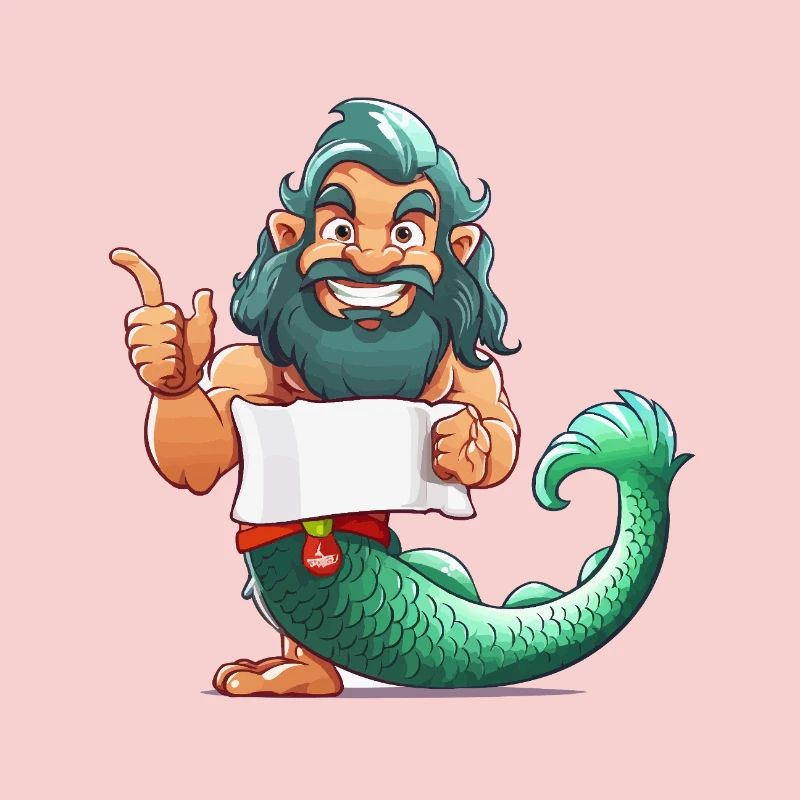 Meerheld mit Bart und Flosse