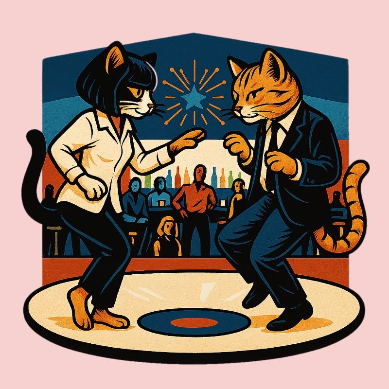 Deux chats rétro dansant – style vintage