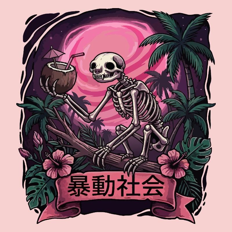 Skeleton Monkey Neon Moon