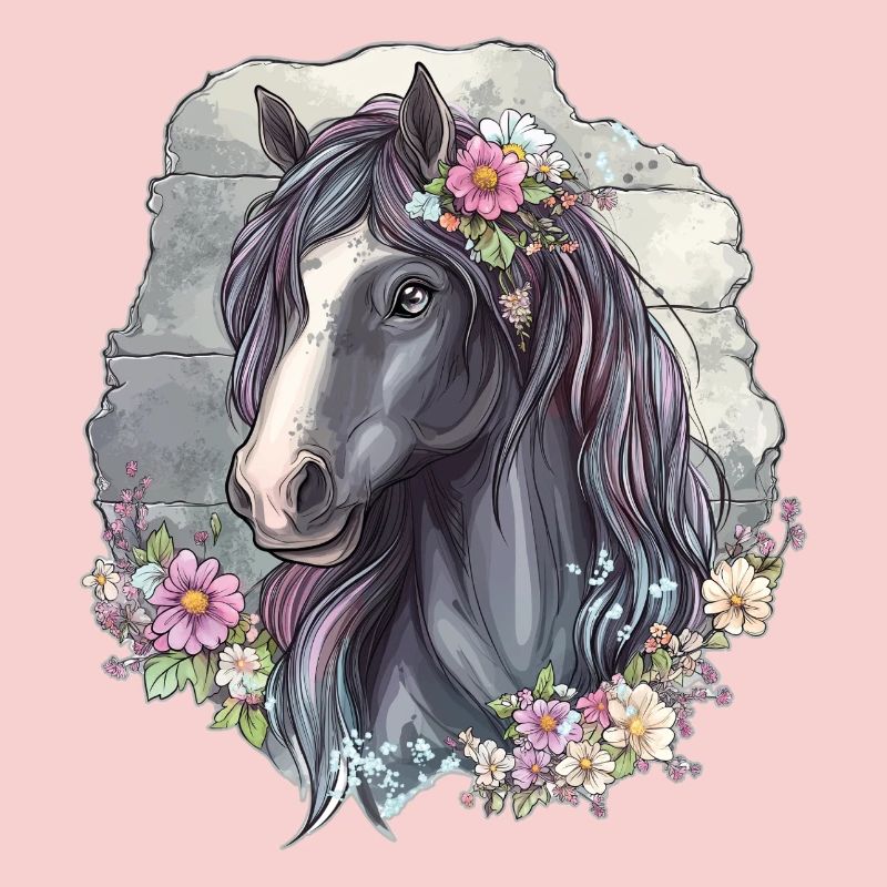Cheval aux fleurs