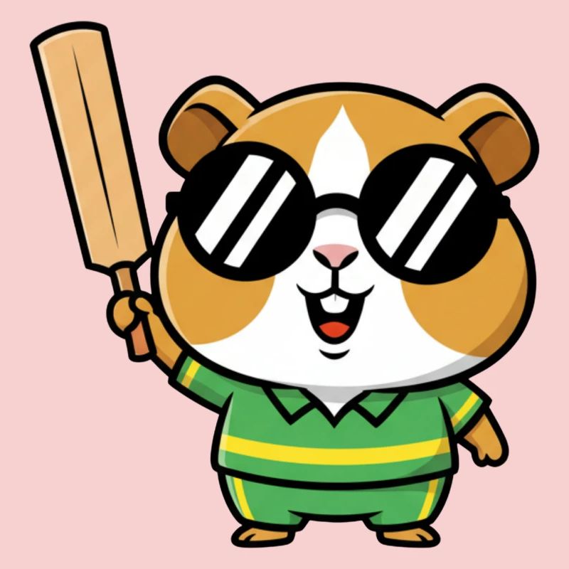 Cool hamster with cricket bat