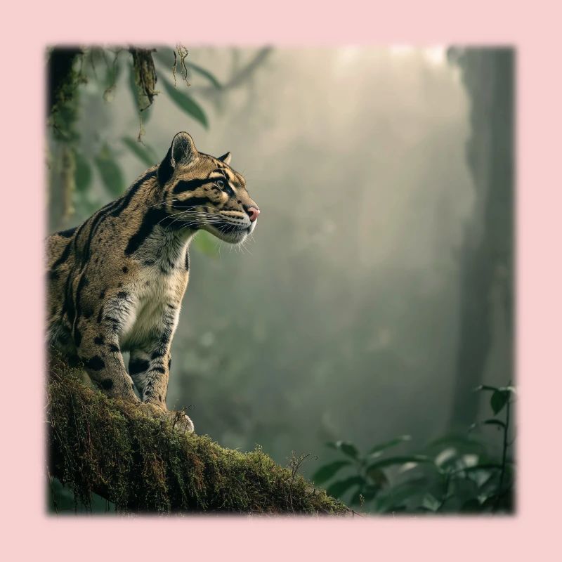 Clouded leopard in the cloud forest Majestic animal