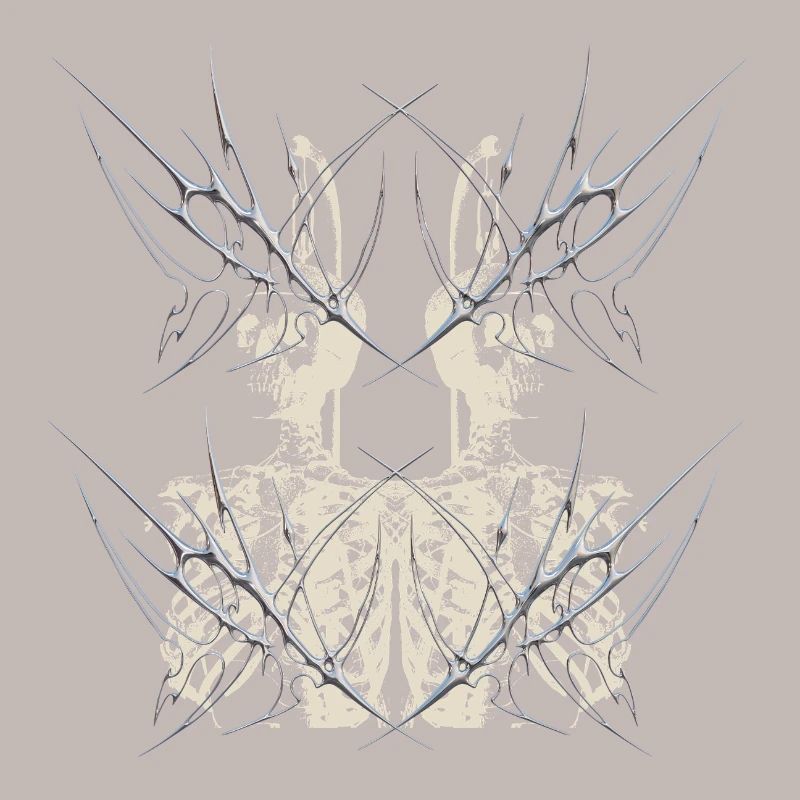 Conception du Cybercore du Miroir Squelette Gothique Sombre