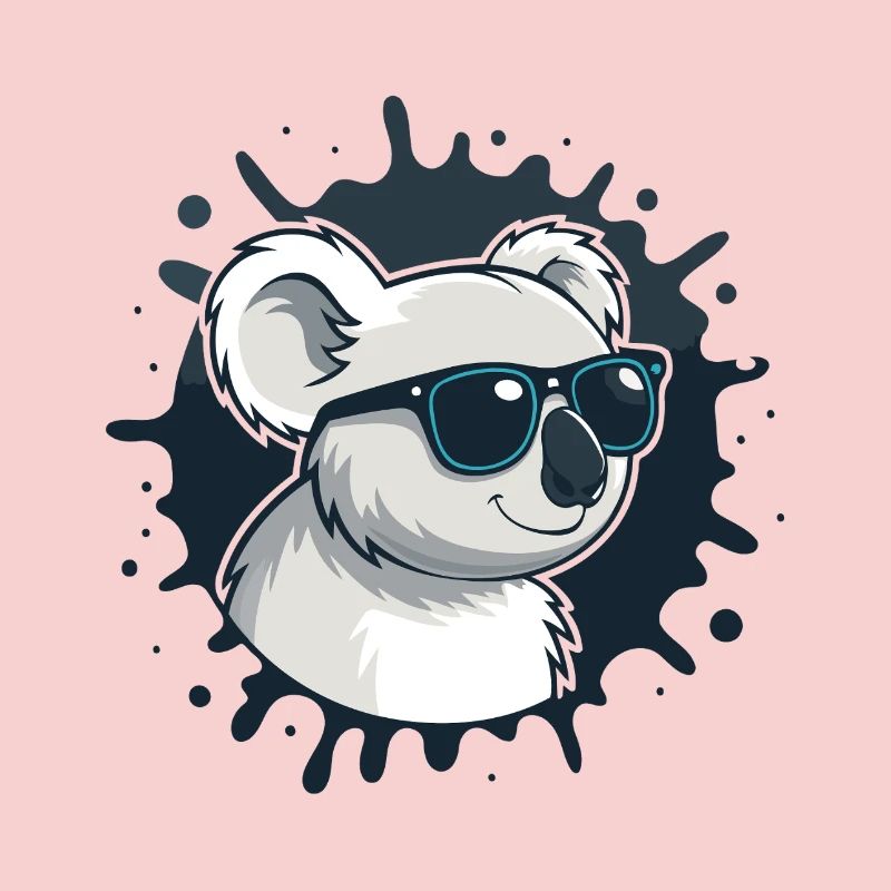Koala chic glasses on blue splash