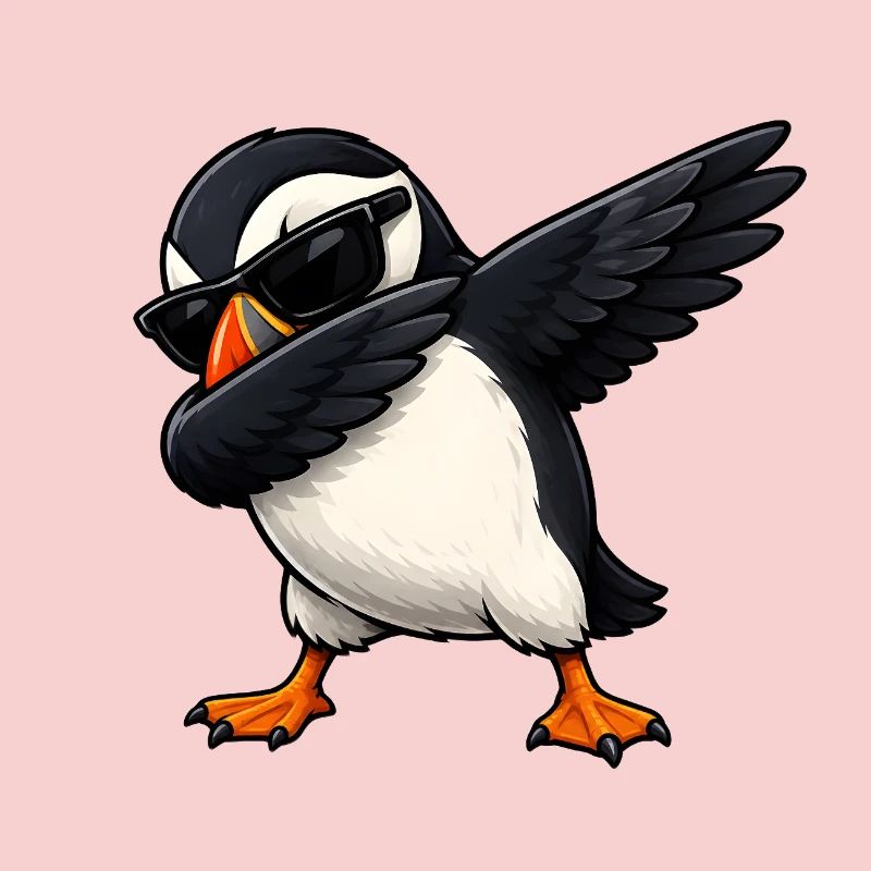Dabbing puffins