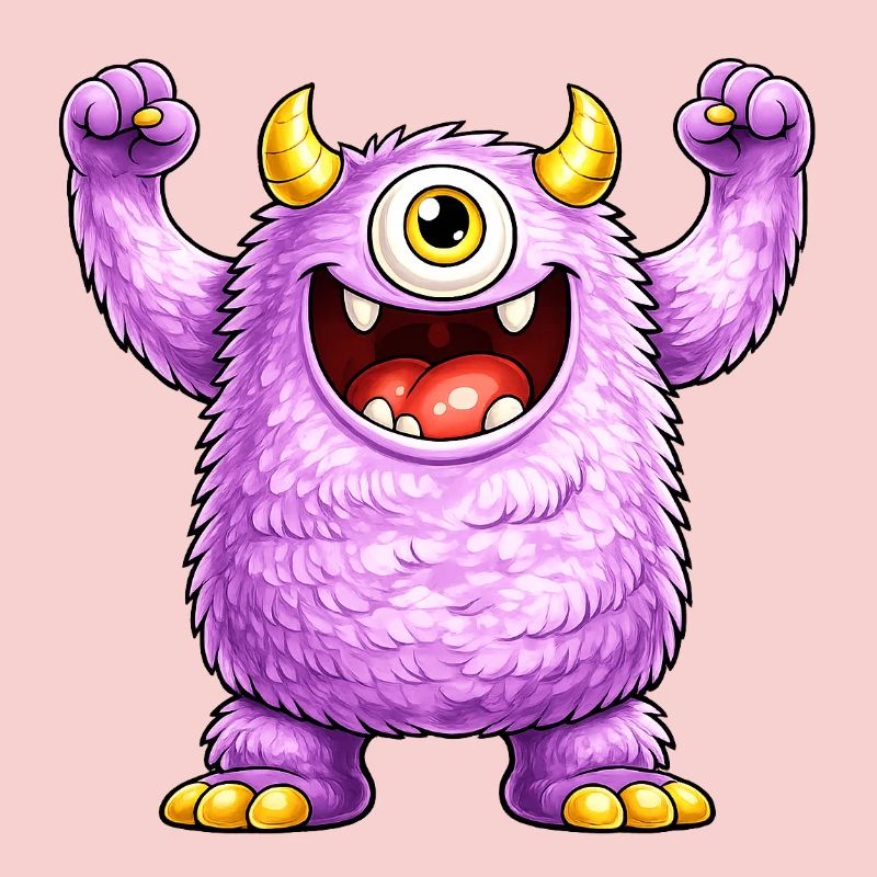 Monstre violet à un œil joyeux