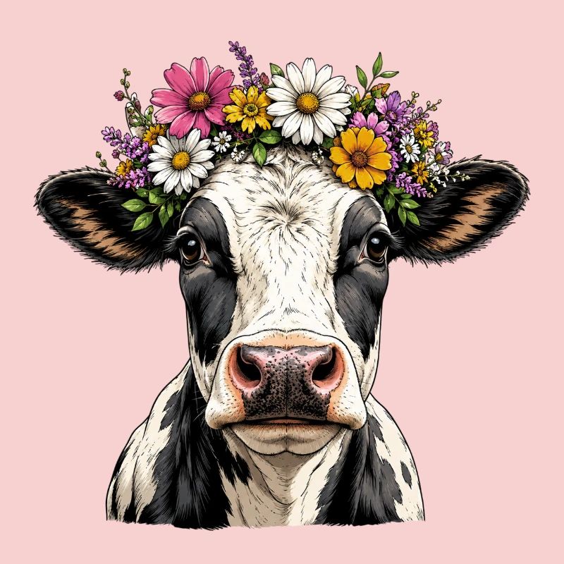 Vache décorée floral