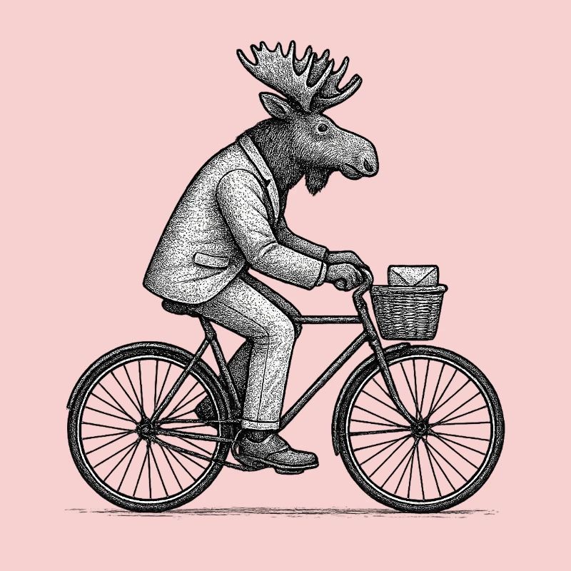 Elch im Anzug Radfahren