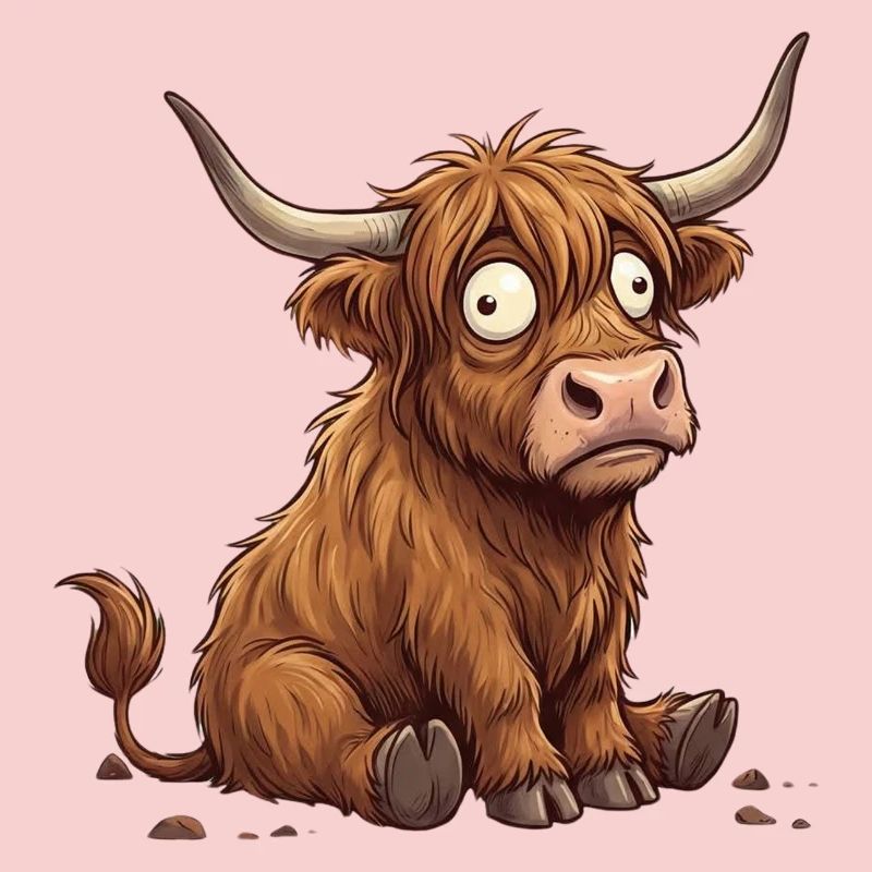 Rustic Amazed Cartoon Cattle