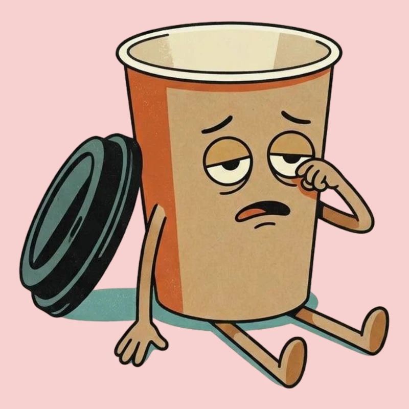 Erschöpfte Kaffeetasse-Figur