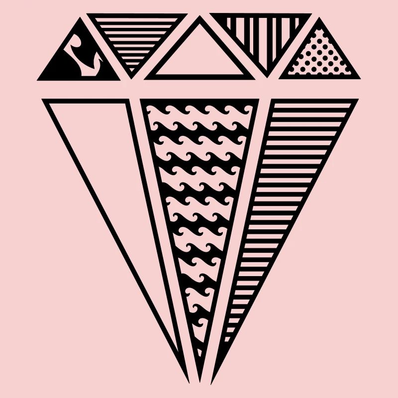 A shape of a diamond with different patterns