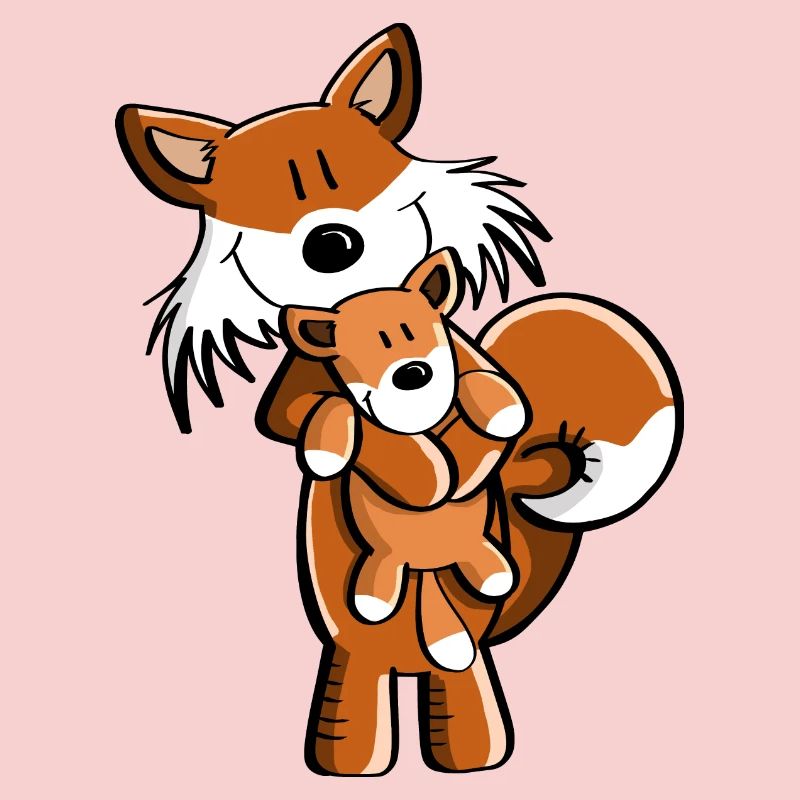 Fuchs mit Babyfuchs - Comic- Geschenk - Kinder