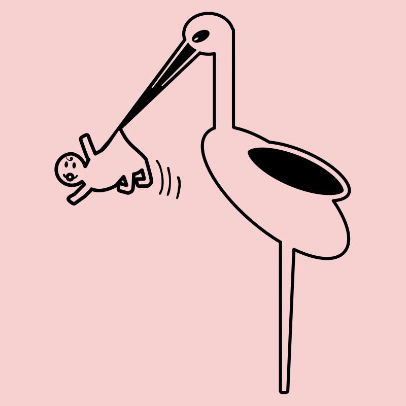 Storch mit Baby Hebamme, Klapperstorch Geburt
